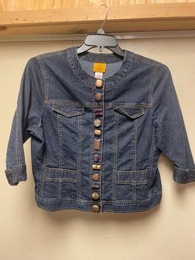 Ruby Rd. Dark Blue Denim Jacket with Eclectic Decorative Buttons